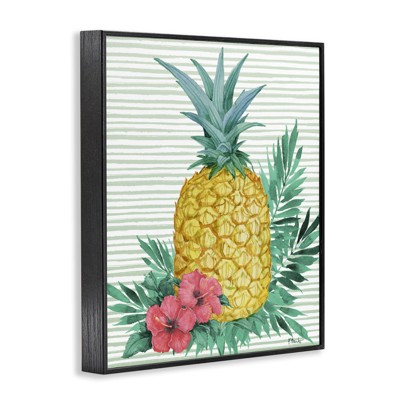 Bora Bora, giclée encadrée d'ananas, design par Paul Brent, H 14 po x l 11 po, Giclée encadrée noir minuit