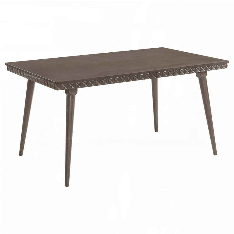 Dark Brown Rectangular Wood Dining Table with Molded Apron (59")