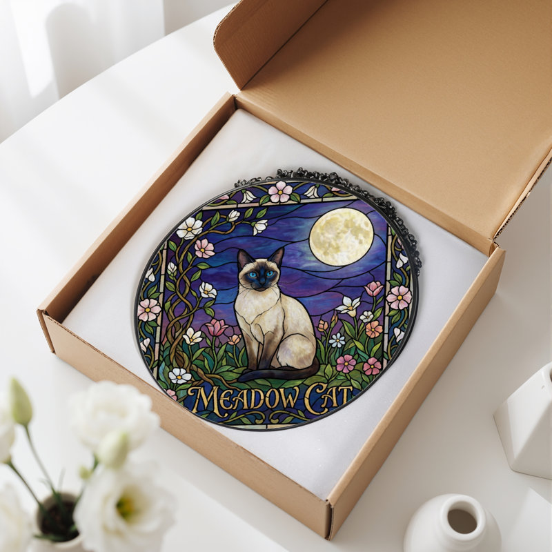 Panneau de vitrail pour chat H 7,8 "Meadow