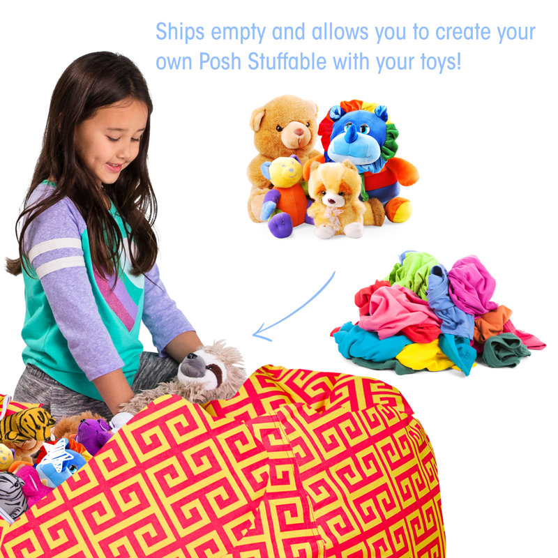 Kids Bean Bag Chair Cover - Stuffed Animal Storage & Toy Organizer with Zipper - Plush Storage Kids Bean Bag Cover only for Toddlers and Children's Rooms - Organizes Pillows, Blankets, and Stuffies - Multiple Colors, Sizes, and Fabrics