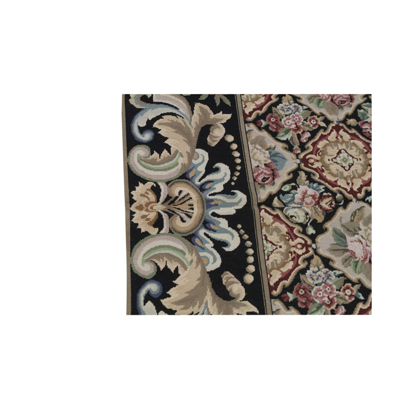 Hand-Knotted High-Quality Black and Gray Area Rug