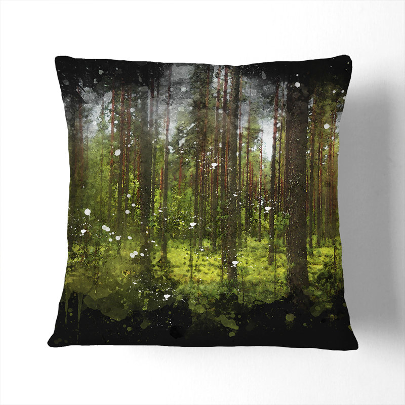Green Forest Vol.1 Paint Splash Square Throw Cushion, Stone, 40cm H x 40cm W x 15cm D