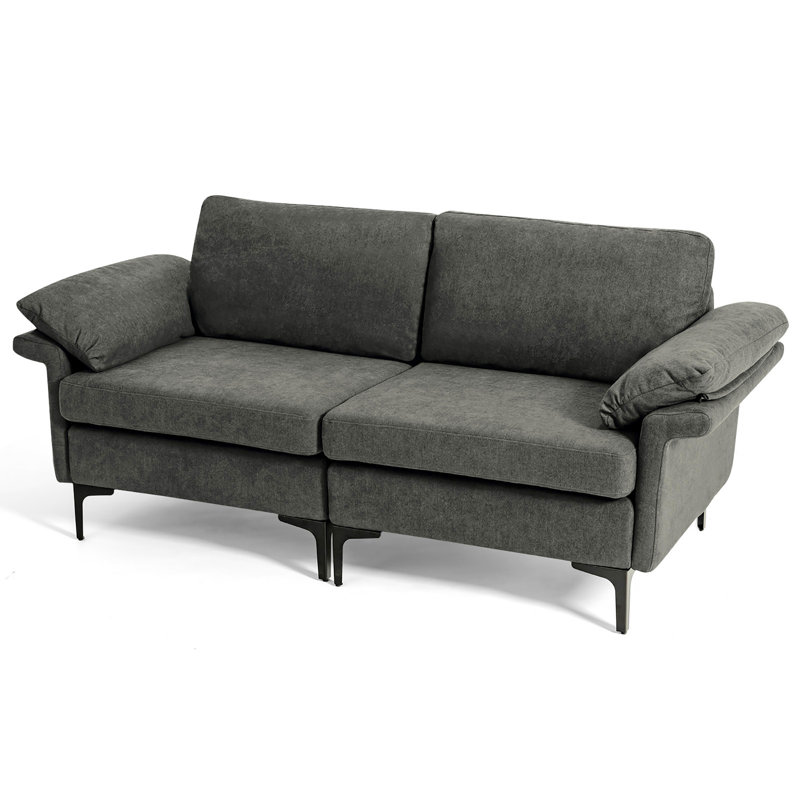 Jadaan Upholstered 72.5'' Sofa, Gray Linen Fabric