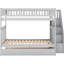 Lit superposé double avec lit gigogne et escalier, construction en bois de pin massif gris, 3 lits flexibles, rangement supplémentaire, chemin de montée sécuritaire, structure d'escalier double / simple fournie avec assemblage simple, option-130040779