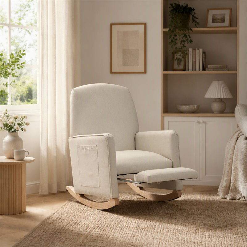 Wood Rocking Chair, Beige, Beige
