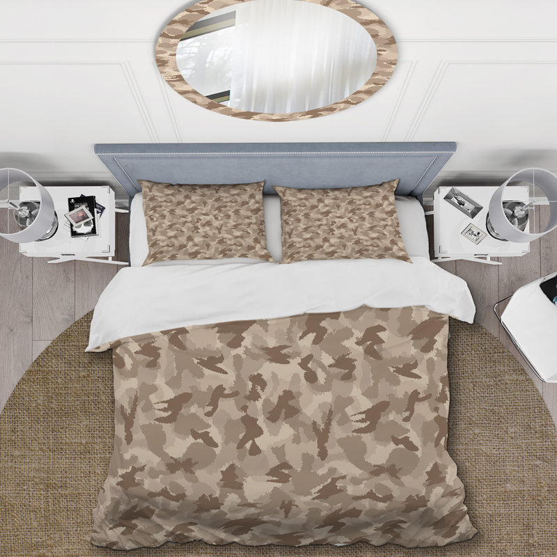 Camouflage brun désert - ensemble de housse de couette abstrait - microfibre de polyester
