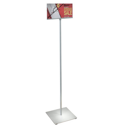 11"W x 7"H Pedestal Two-Sided Sign Holder Stand on Square Metal Base