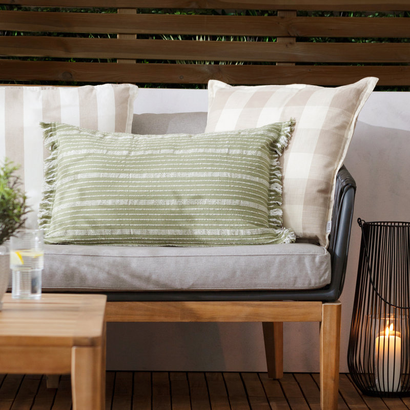 Stoian Indoor / Outdoor Striped Rectangular Throw, Green, Pillow Cover Only - No Insert