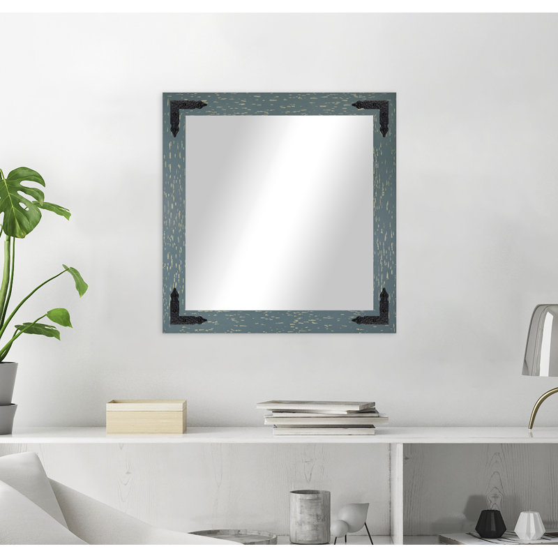 Karp Solid Wood Flat Wall Mirror, Sea Green, 25" x 25"