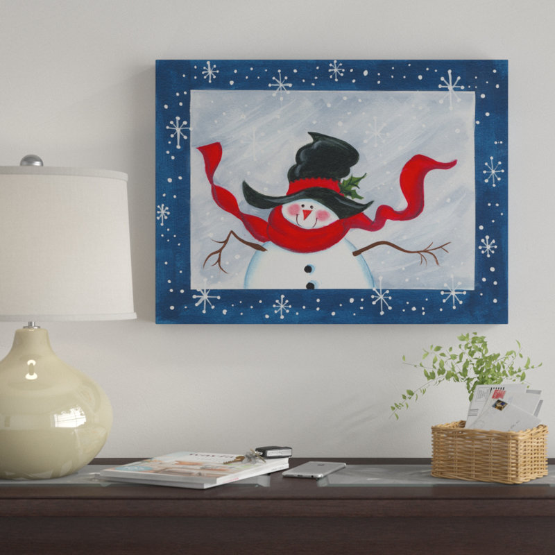 « bonhomme de neige centré », art sur toile, H 14 po x l 19 po x P 2 po