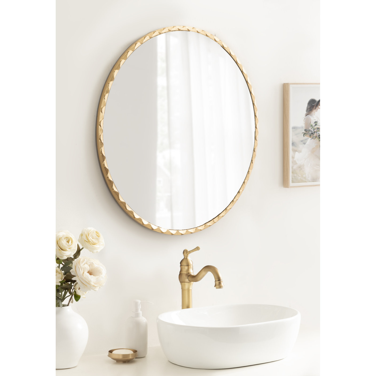 Aurelia Rippled Round Bathroom Mirror