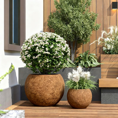 Pot à fleurs rond 17 po x 21 po Dia (ouverture de pot de 15 po) avec trou de drainage, grand pot d'intérieur / extérieur pour le jardin, idéal pour les grandes plantes
