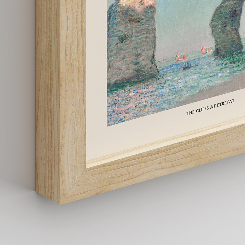 Claude Monet, collage côtier à motif floral encadré sur papier, 4 pièces, Naturel, H 10 po x l 8 po
