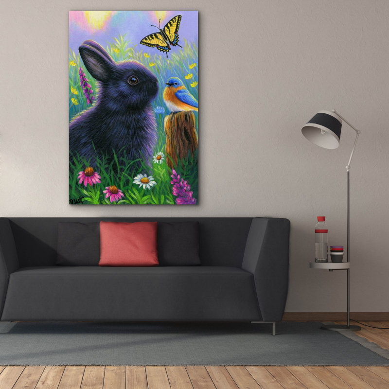 «Morning In Bunny's Garden2» par Bridget Voth, H 60 po x l 40 po x P 1,5 po