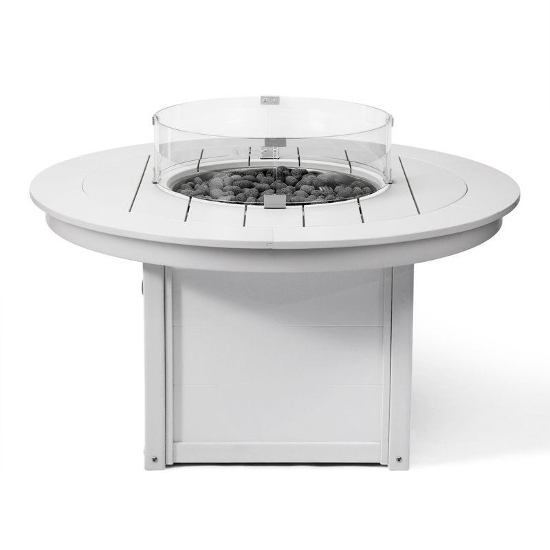 Table ronde pour foyer d'extérieur 47 po, White, 31.25" H x 47.25" W x 47.25" D