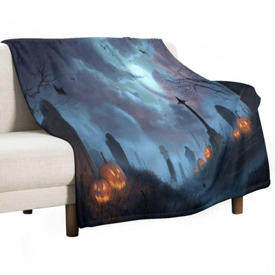 Jeté d'Halloween citrouille en flanelle de luxe, couverture douce et chaude pour le canapé-lit du salon