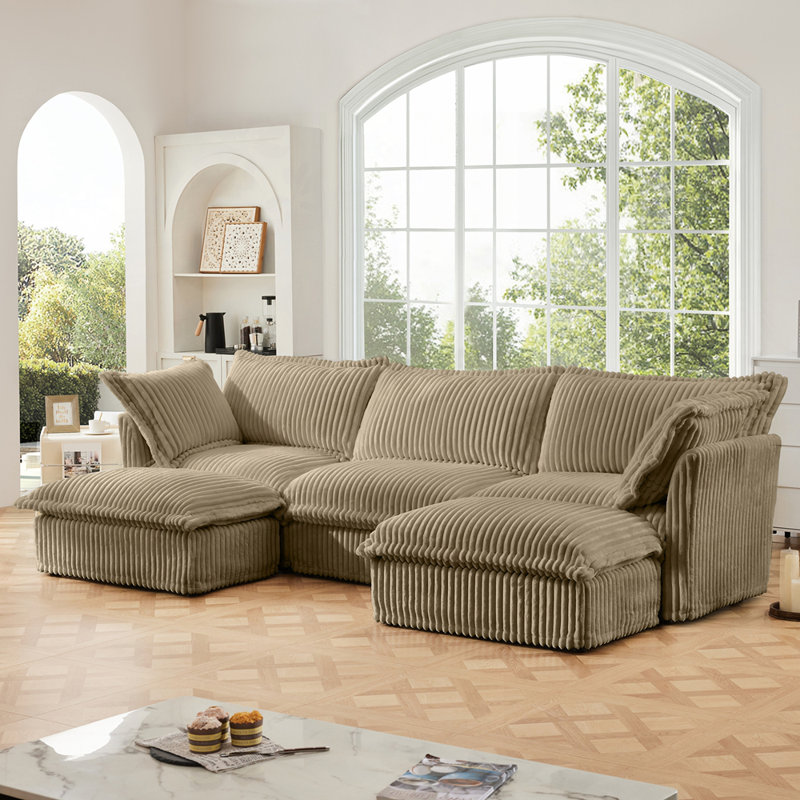 Canapé modulaire confortable avec plusieurs coussins pour le salon, Chameau