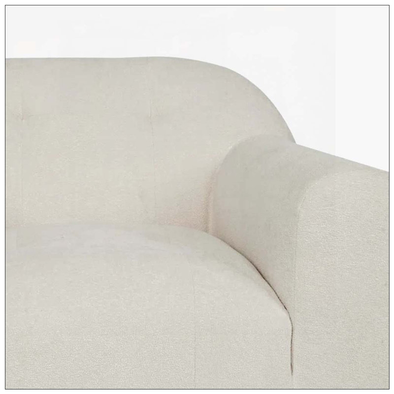 Fauteuil club à accoudoirs ronds, Crème, crème