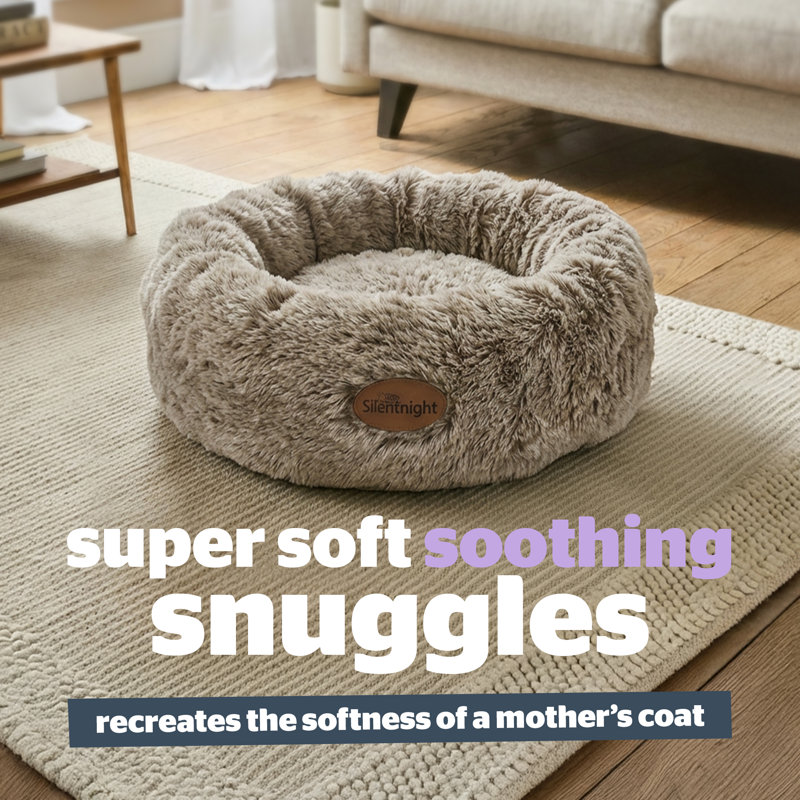 Silentnight Calming Plush Donut Pet Bed, L 21cm H x 85cm W x 85cm D, Natural