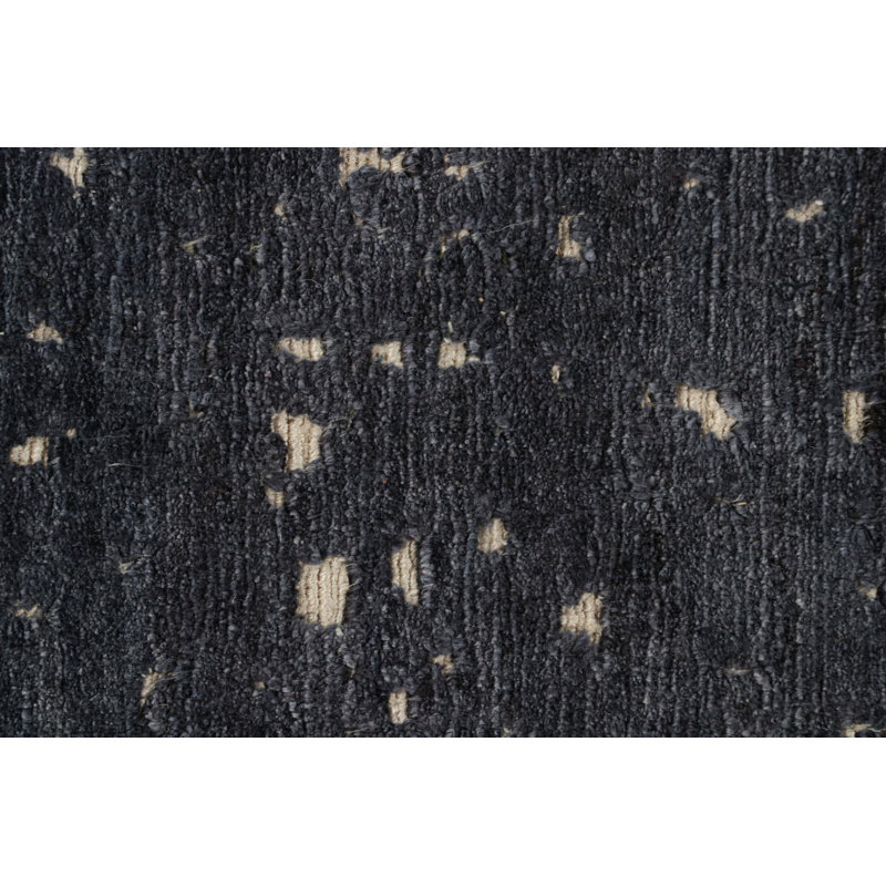 Wool Area Rug in Black, Blue, White