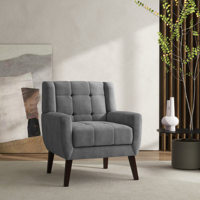 Fauteuil d'appoint Jaqueze, Velours gris Jaqueze