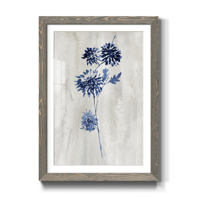 Indigo botanique IV - impression, gris, H 37,5 po x l 27,5 po x P 1,5 po