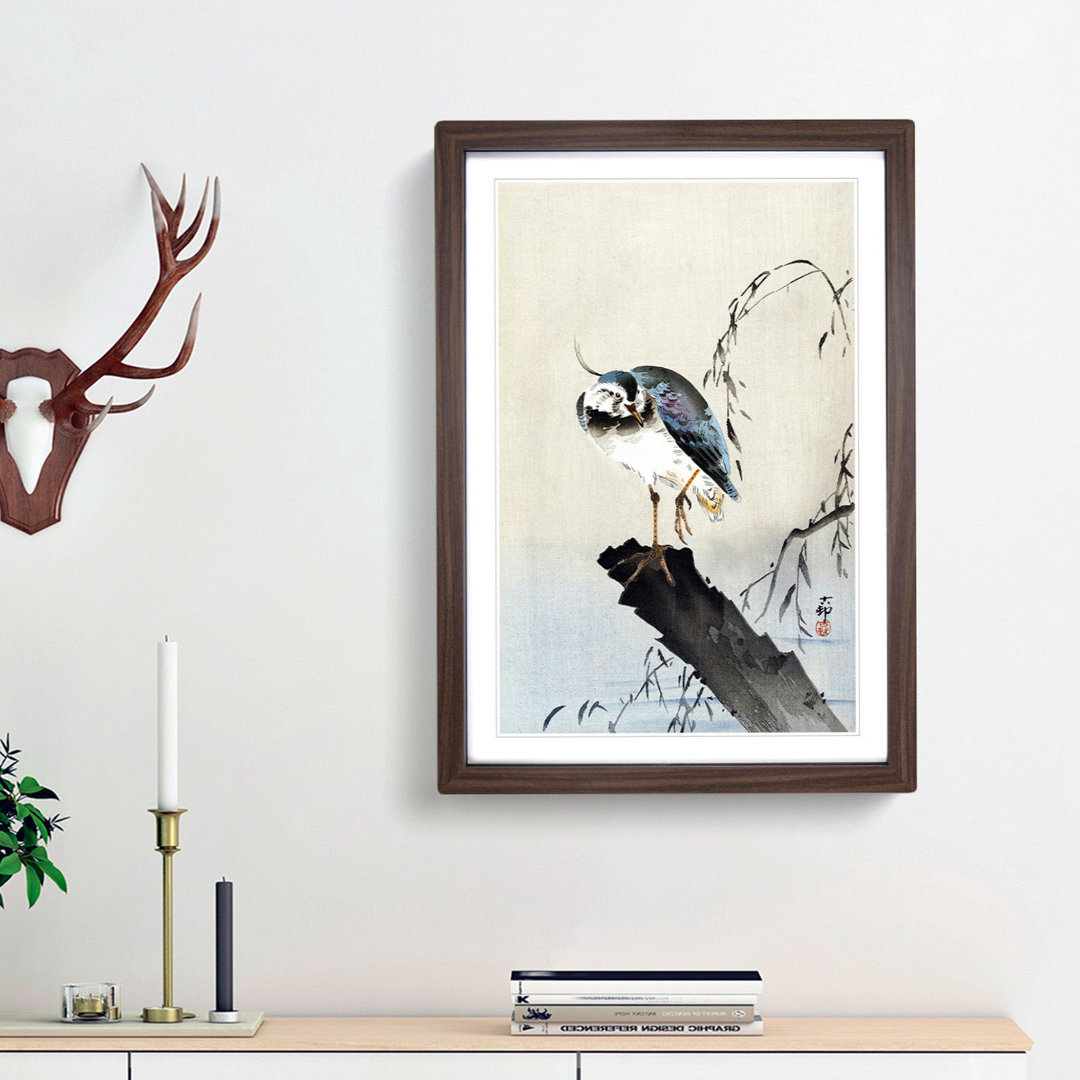 Lapwing on a Tree Stump by Ohara Koson - Picture Frame Painting Print