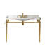Lavabo de console de salle de bain 48 po, meuble-lavabo mural en céramique blanc avec 3 trous de robinet, support en acier inoxydable, couleur or et meuble-lavabo Scratch, haute performance