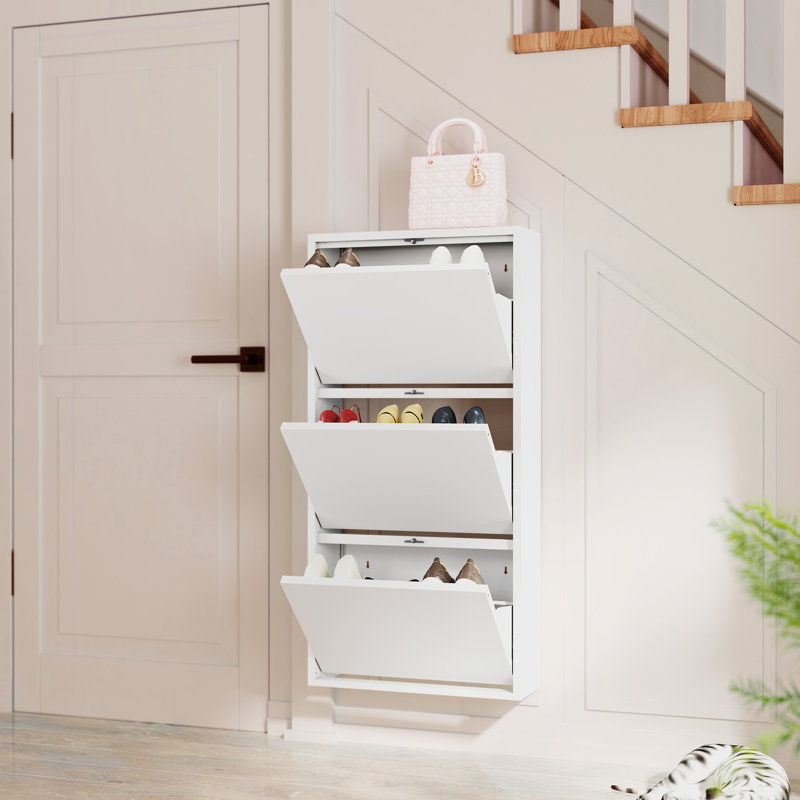 Metal Shoe Cabinet with 3 Flip Drawers - Durable, Space-Saving, and Stylish Storage Solution