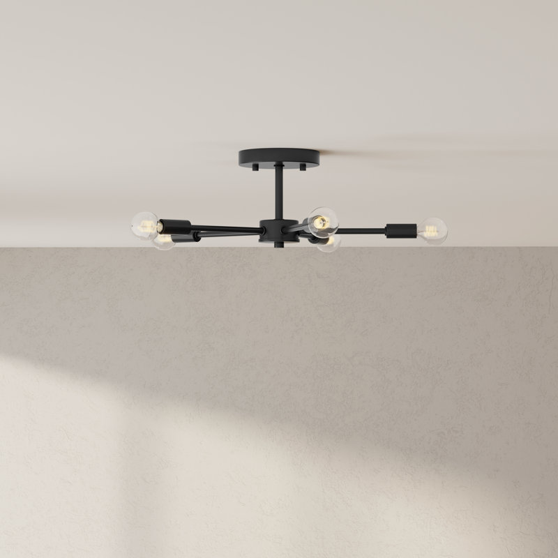 Plafonnier semi-encastré moderne 5 lumières Azaliyah, Noir mat