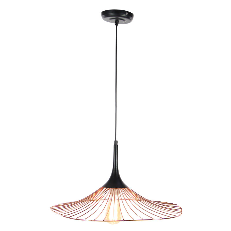 Luminaire suspendu conique à 1 lumière Bokamper, H 11 po x l 20 po x P 21 po, Noir