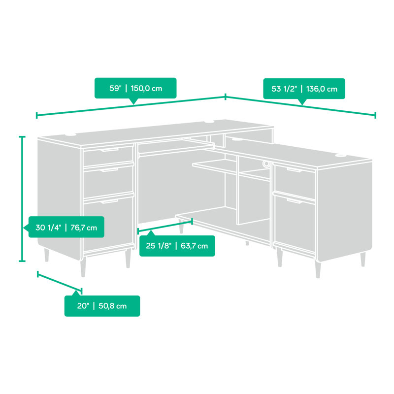 Bureau double caisson en L Cutrer