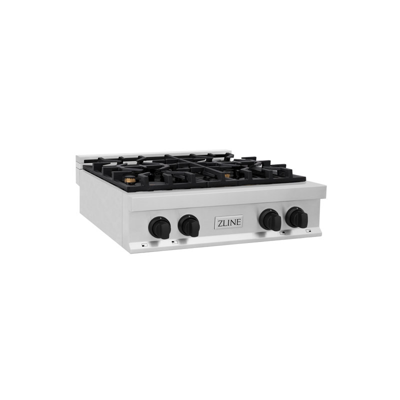 ZLINE Autograph Edition 30 In. Legacy Gas Rangetop with 4 Burners and Porcelain Cooktop, Stainless Steel Matte Black