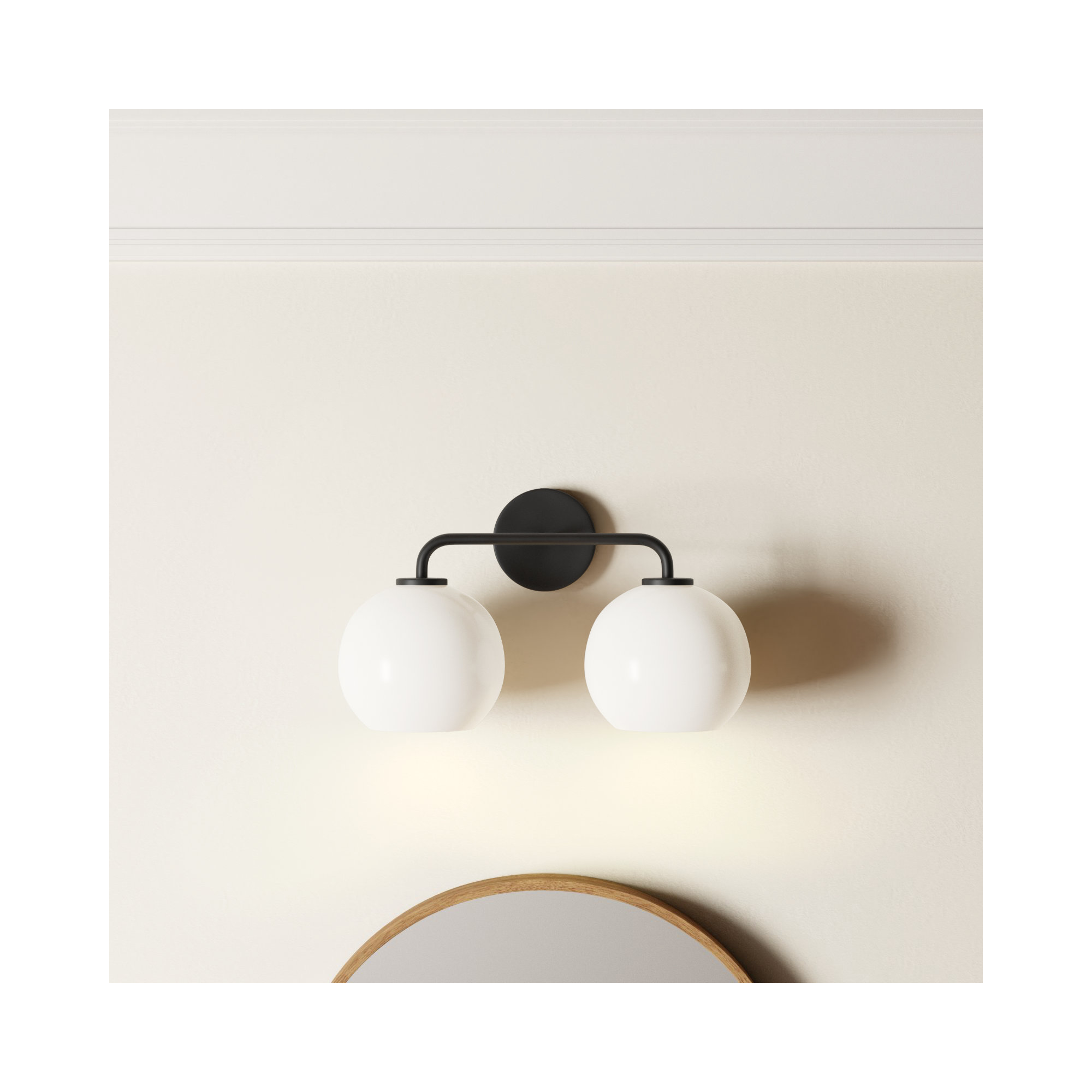 Childerley 2 Light Vanity, White, Midnight Black