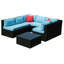 Ensemble de canapé modulaire d'extérieur 5 pièces en rotin avec 5 coussins, ensemble modulaire d'extérieur-1267999727