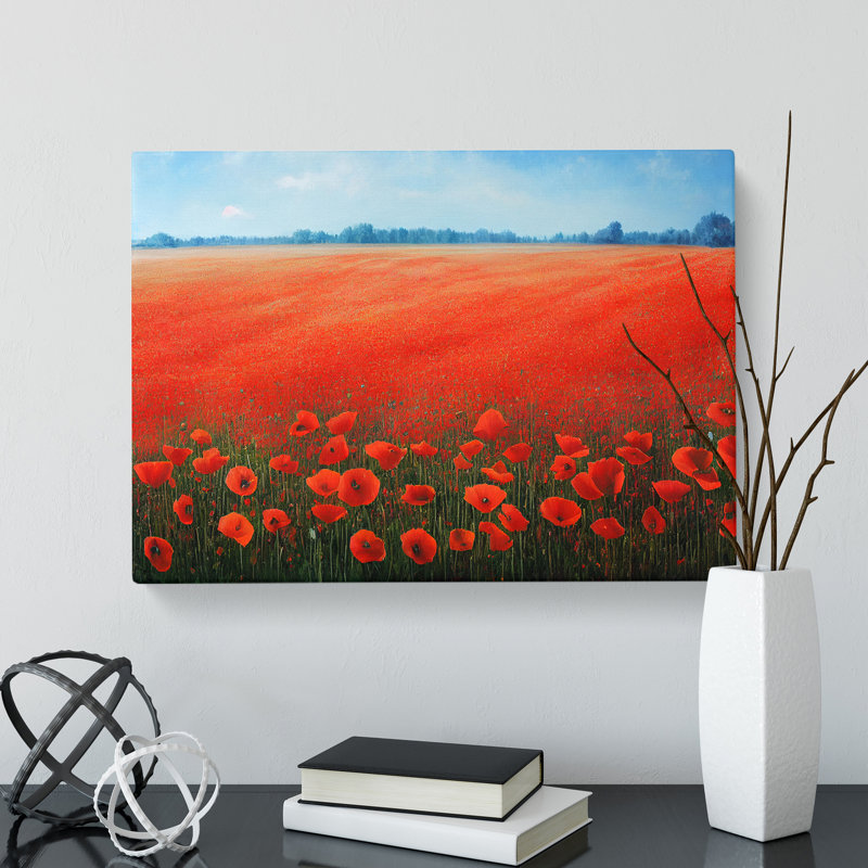 Superb Poppy Field Flowers - Wrapped Canvas