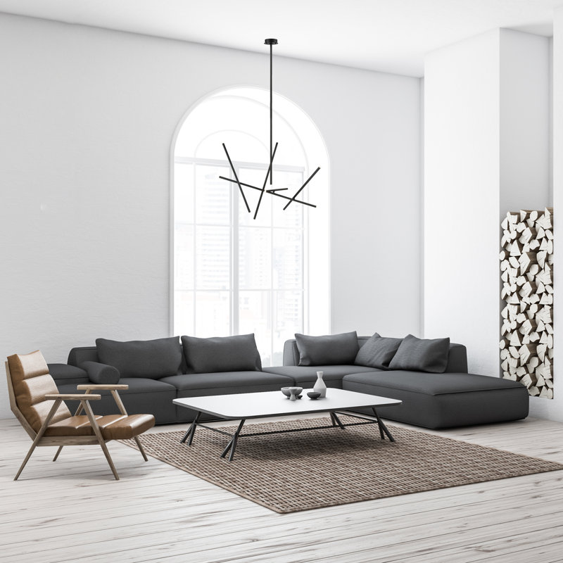 Crossroads 10 - Light Dimmable LED Sputnik Modern Linear Chandelier, Black
