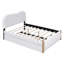 Lit plateforme double tapissier double avec lit gigogne simple, tête de lit en molleton berbère blanc et structure en bois massif-949178938-949178941
