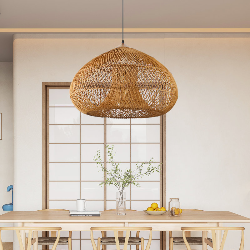 Luminaire suspendu en forme de dôme à 1 lumière Bhatt, Brun