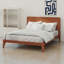 Lit plateforme en bois de bambou de style Mid-Century avec support en lattes de bois-795761469-795761470