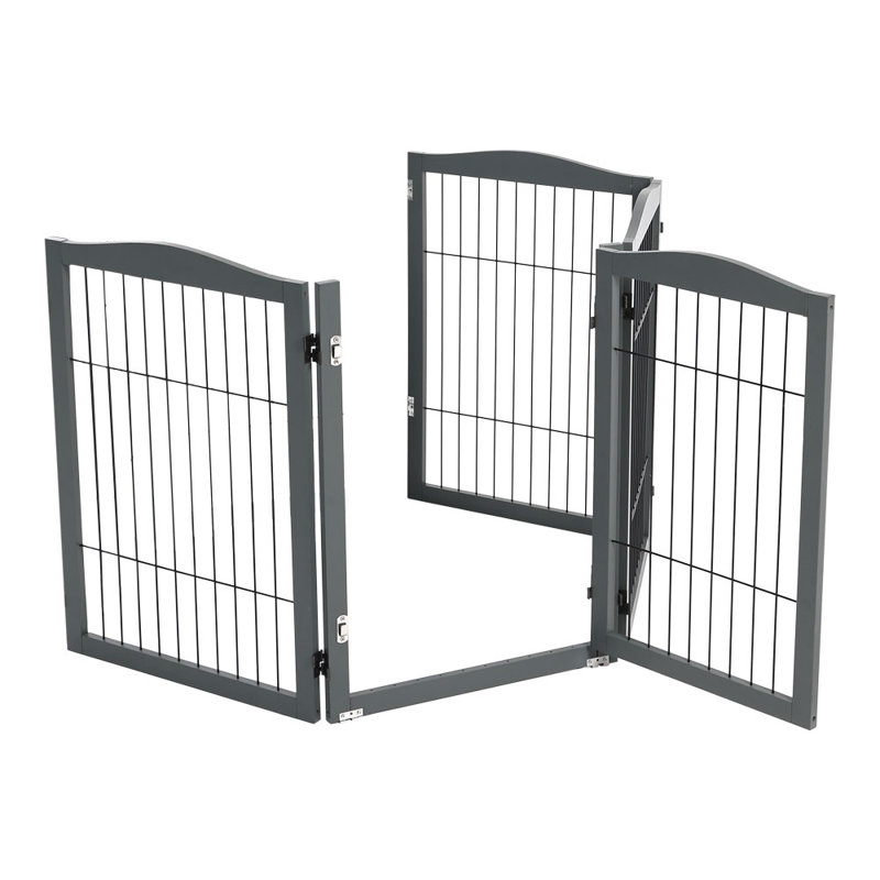 Lakendra Free Standing Pet Gate With Door, 224cm, Black