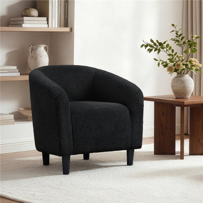 Upholstered Solid Wood Barrel Accent Club Chair