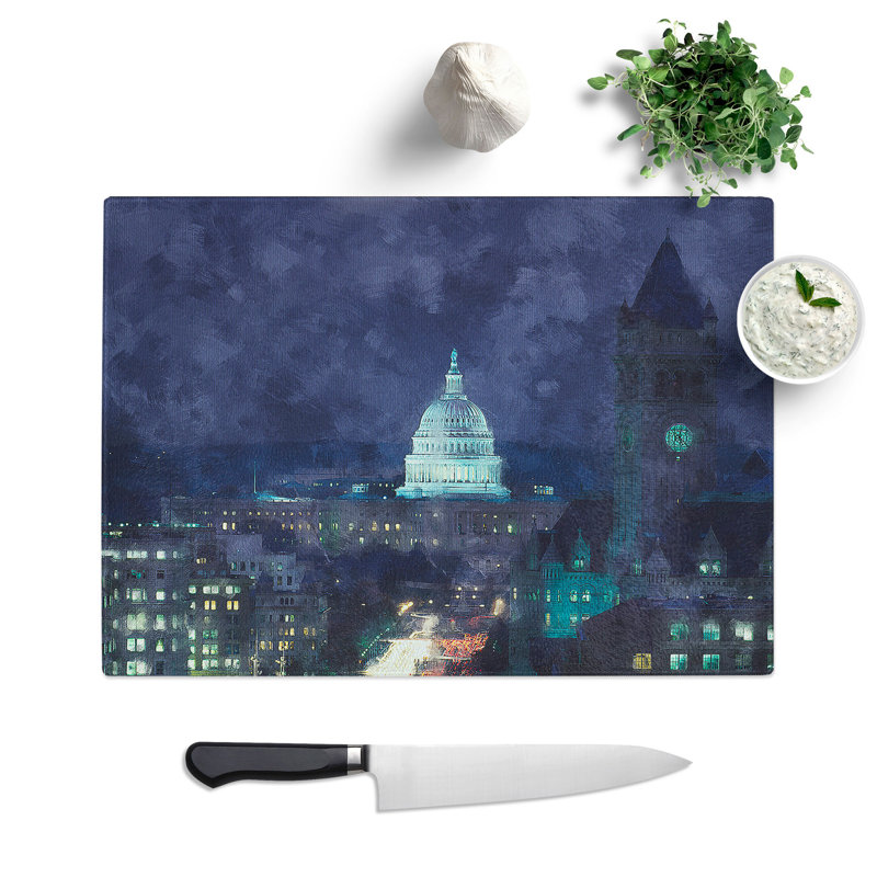 Pennsylvania Avenue in Washington Painting Chopping Board, 0.4cm H x 28.5cm W x 39cm L