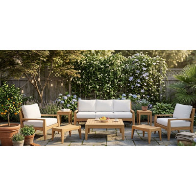Noida 80'' Wide Teak Patio Sofa with Sunbrella® Cushions