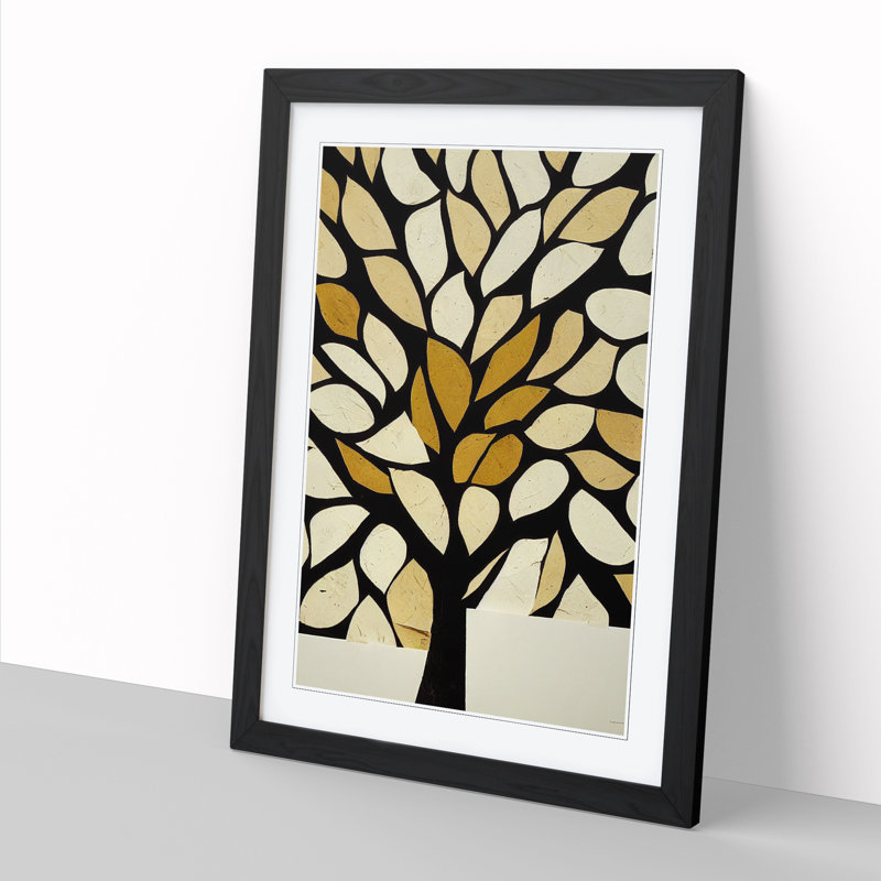 Pear Tree Torn Paper - Single Picture Frame Print, 34cm H x 25cm W x 2cm D, Oak