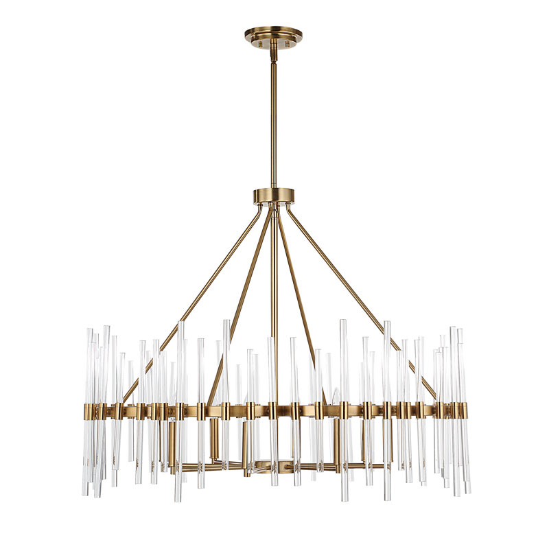 8 - Light Glass/Steel Chandelier