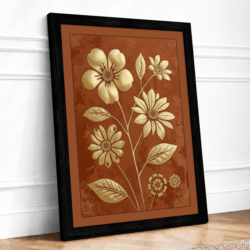 Study in Ochre Botanical - Framed Print, A2 - 59.4 x 42.0 cm, Black