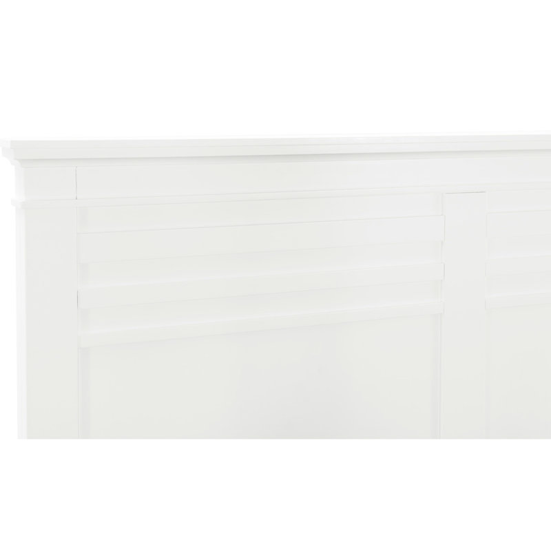 Grand lit de style transitionnel - Panneau en bois blanc avec tête de lit et rails pour la chambre à coucher