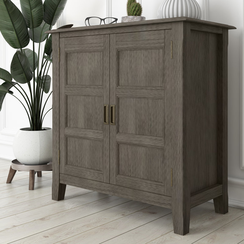 Farmhouse Grey Solid Pine Freestanding Office Cabinet with Adjustable Shelving