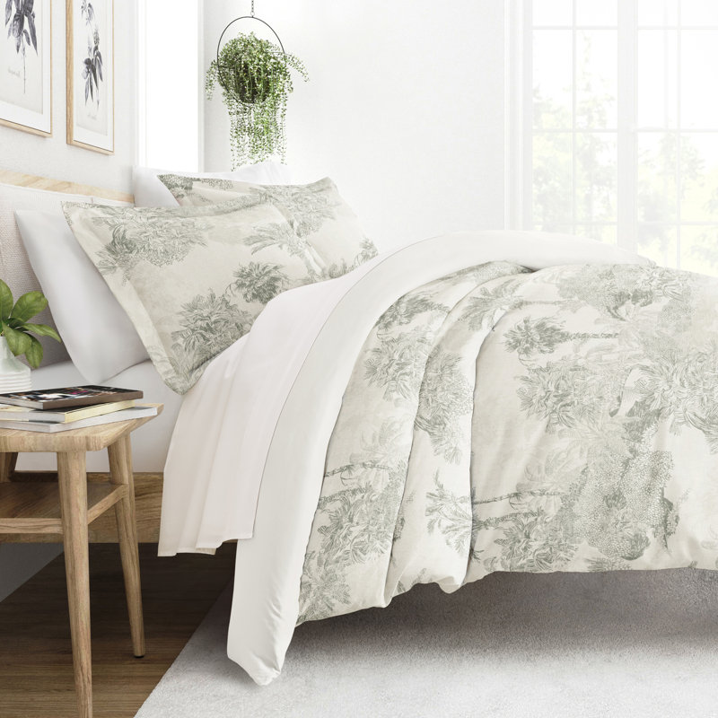 Ensemble de housse de couette 3 pièces à motif ultra doux - Serenity, Simple / simple TG, Eucalyptus Paradise Toile